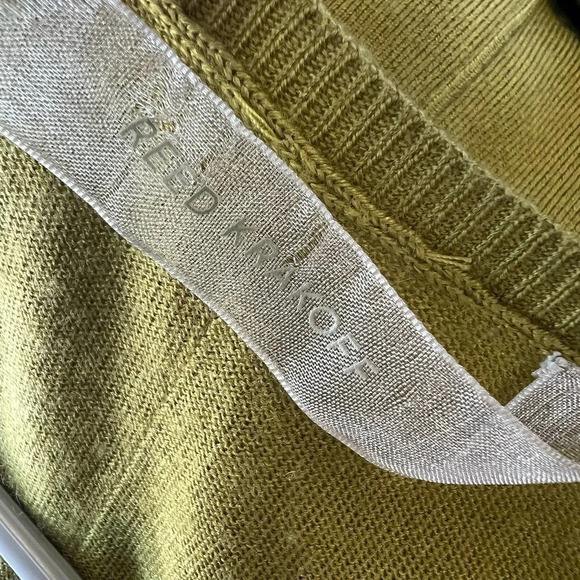 Reed Krakoff Sz XS Green Cashmere Wool V Neck Sheer Silk Long Sleeve Sweater Top - Picture 2 of 6